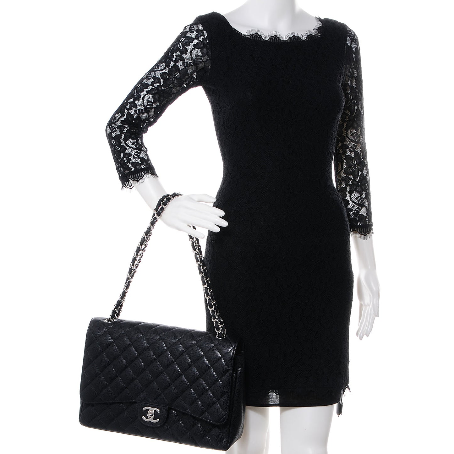 Caviar Quilted Maxi Double Flap Black