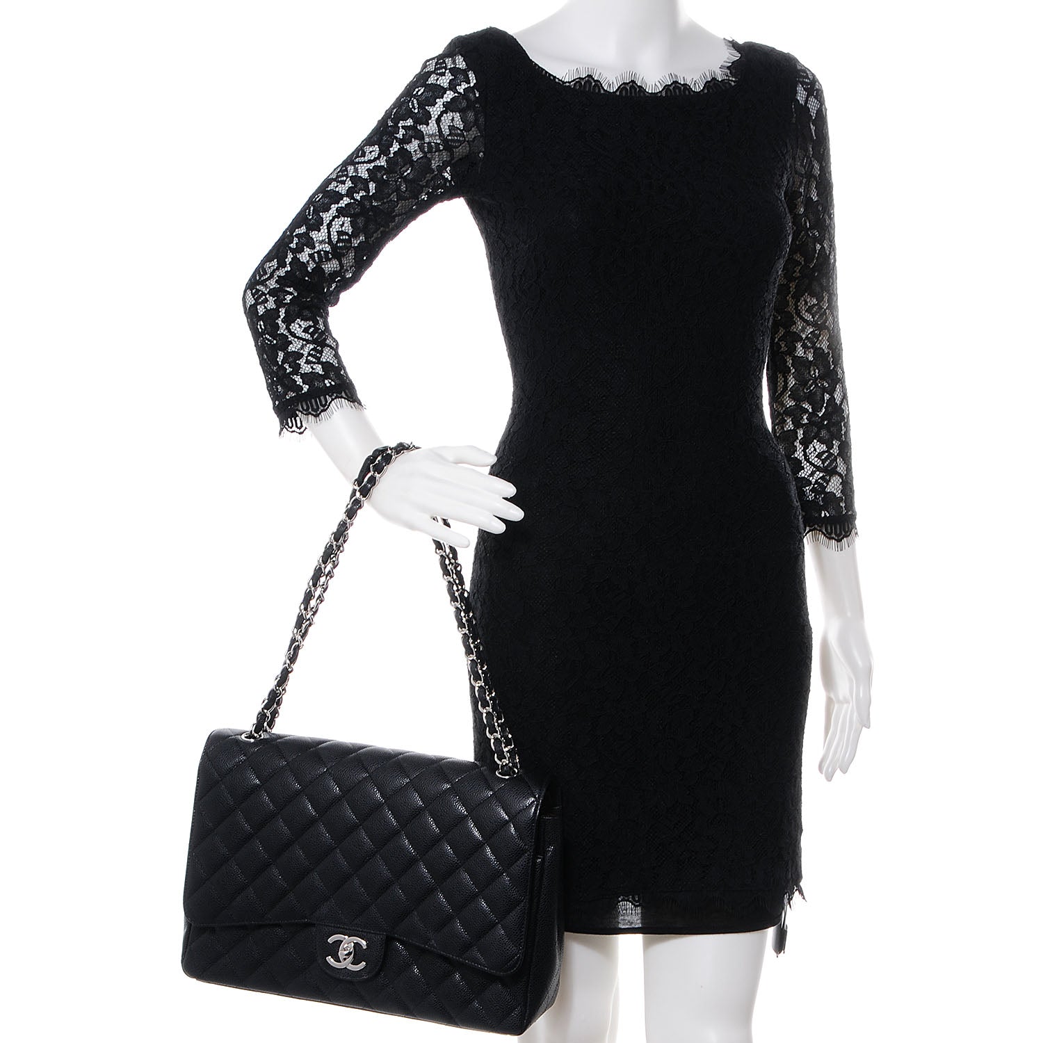 Chanel Caviar Quilted Maxi Double Flap Black 2 of 8