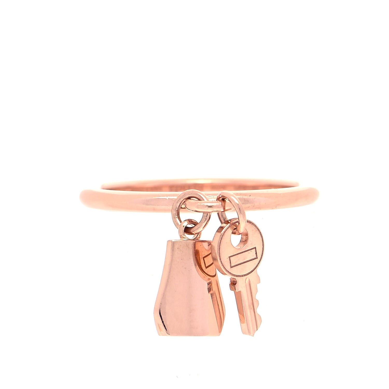 Hermes 18K Rose Gold PM Kelly Clochette Ring 52 6 1 of 5