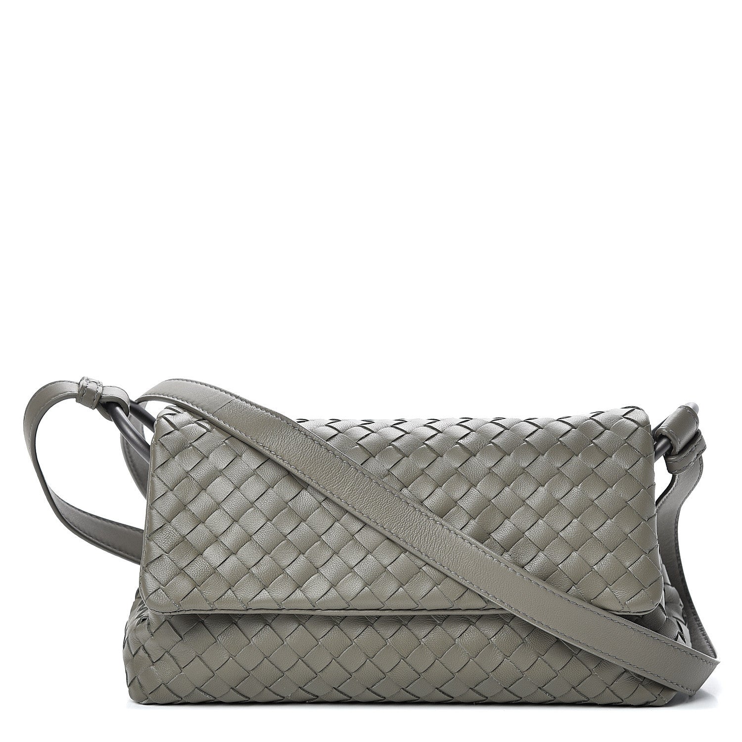 Bottega Veneta Nappa Intrecciato Flap Crossbody Grey 1 of 8