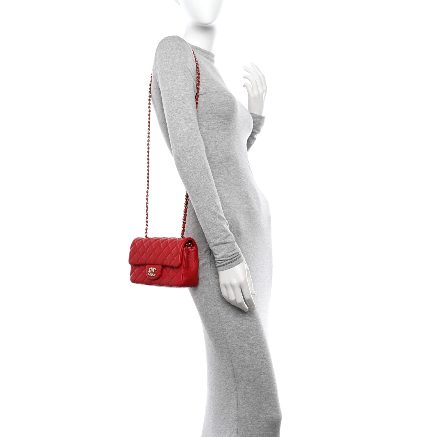 Chanel Lambskin Quilted Mini Rectangular Flap Red 2 of 11