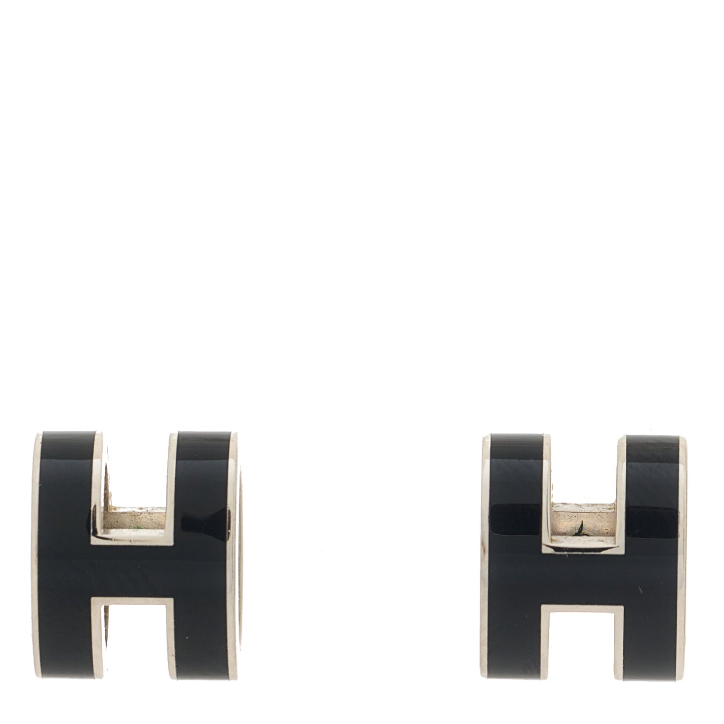 Palladium Lacquered Mini Pop H Earrings Black