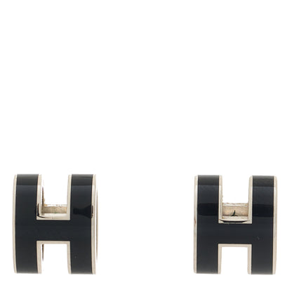 Hermes Palladium Lacquered Mini Pop H Earrings Black 1 of 4