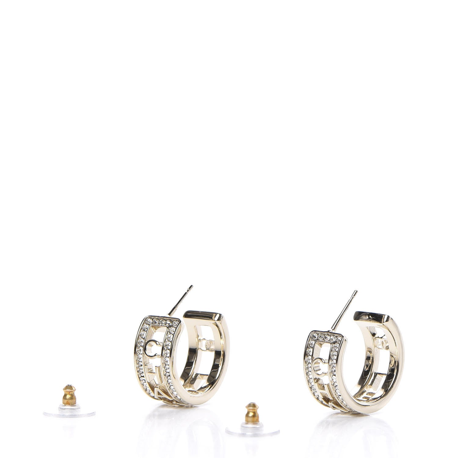 Chanel Metal Crystal Bow-tiful CC Hoop Earrings Gold 3 of 5
