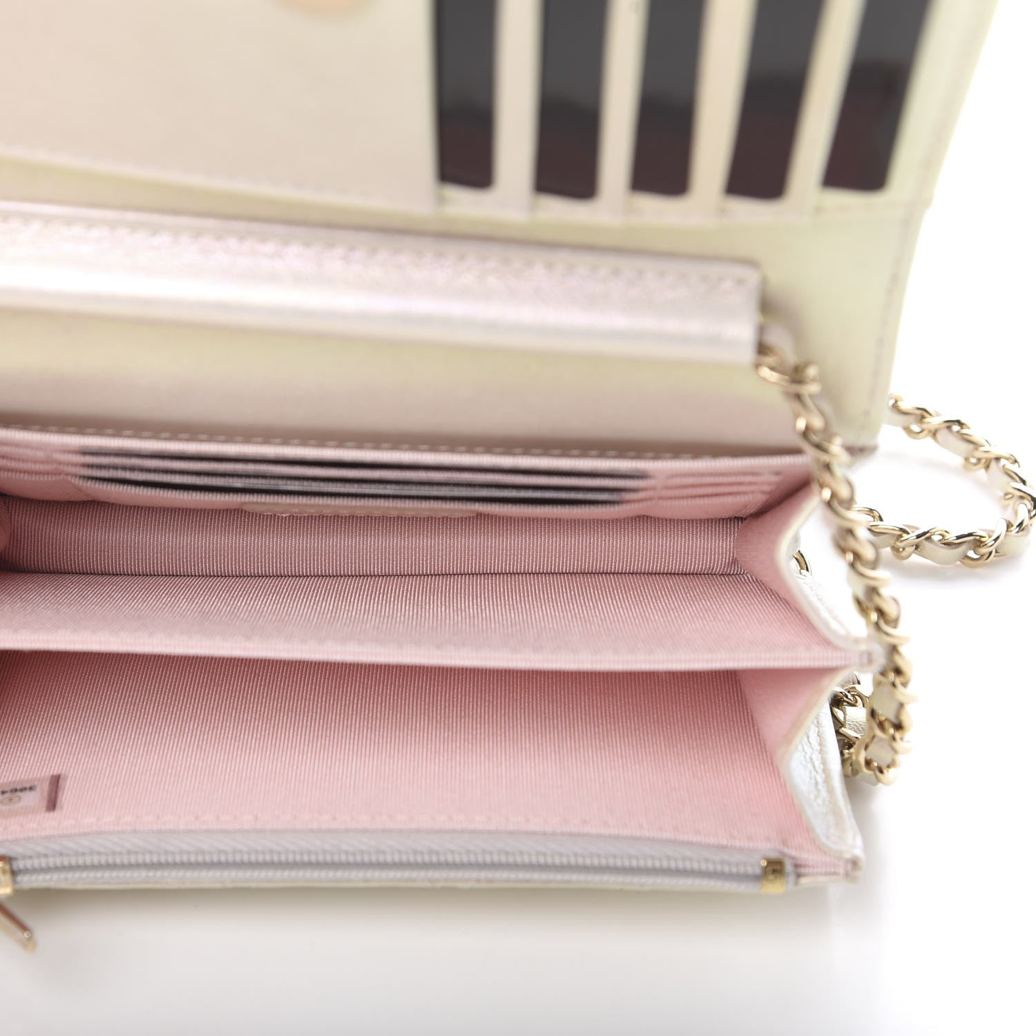 Chanel Iridescent Lambskin Quilted Mini Wallet On Chain WOC Ivory 5 of 11