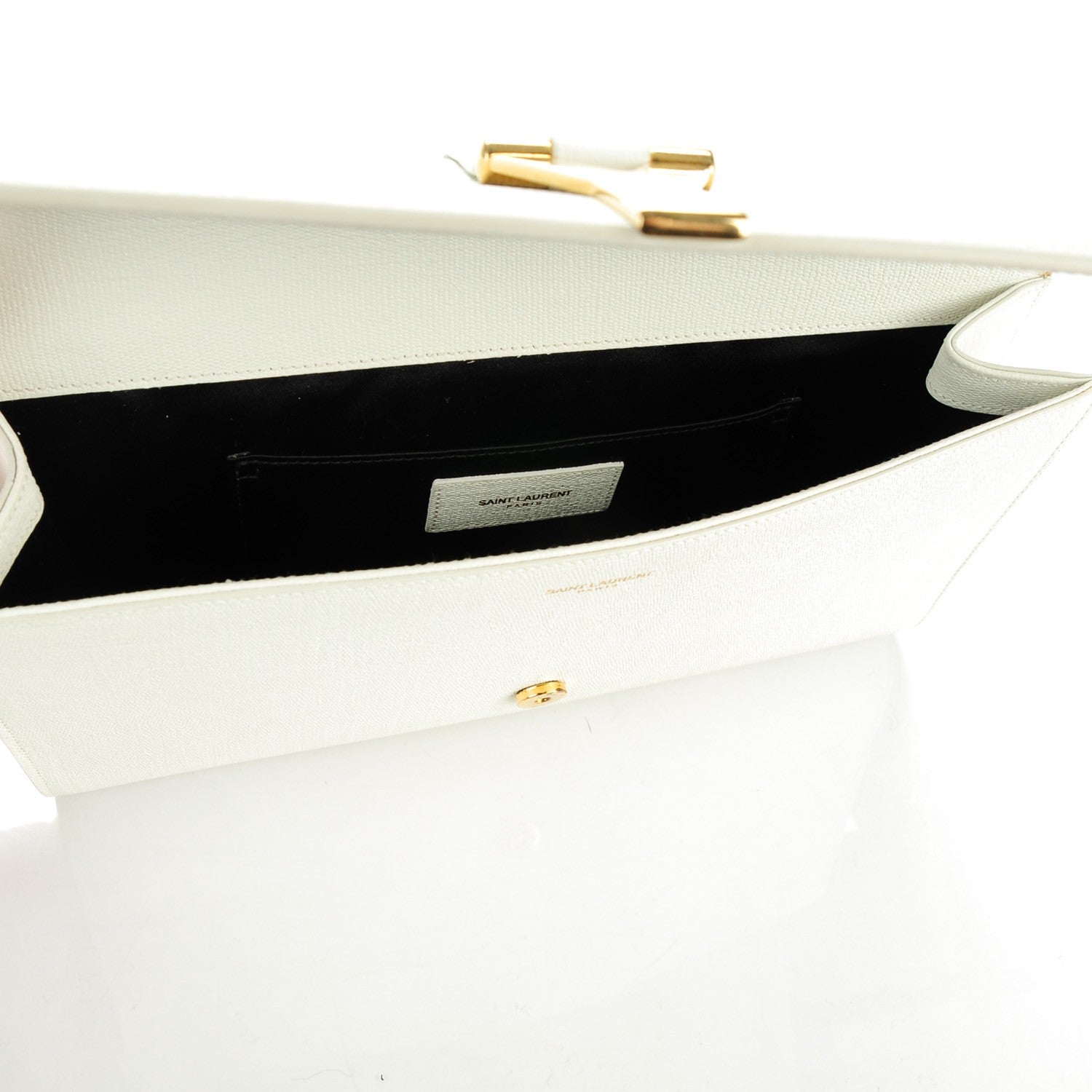 Saint Laurent Textured Calfskin Classic Y Ligne Clutch White 5 of 7