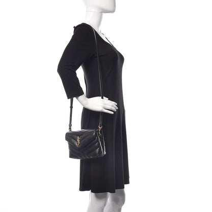 Saint Laurent Calfskin Y Quilted Monogram Toy Loulou Crossbody Bag Black 2 of 10