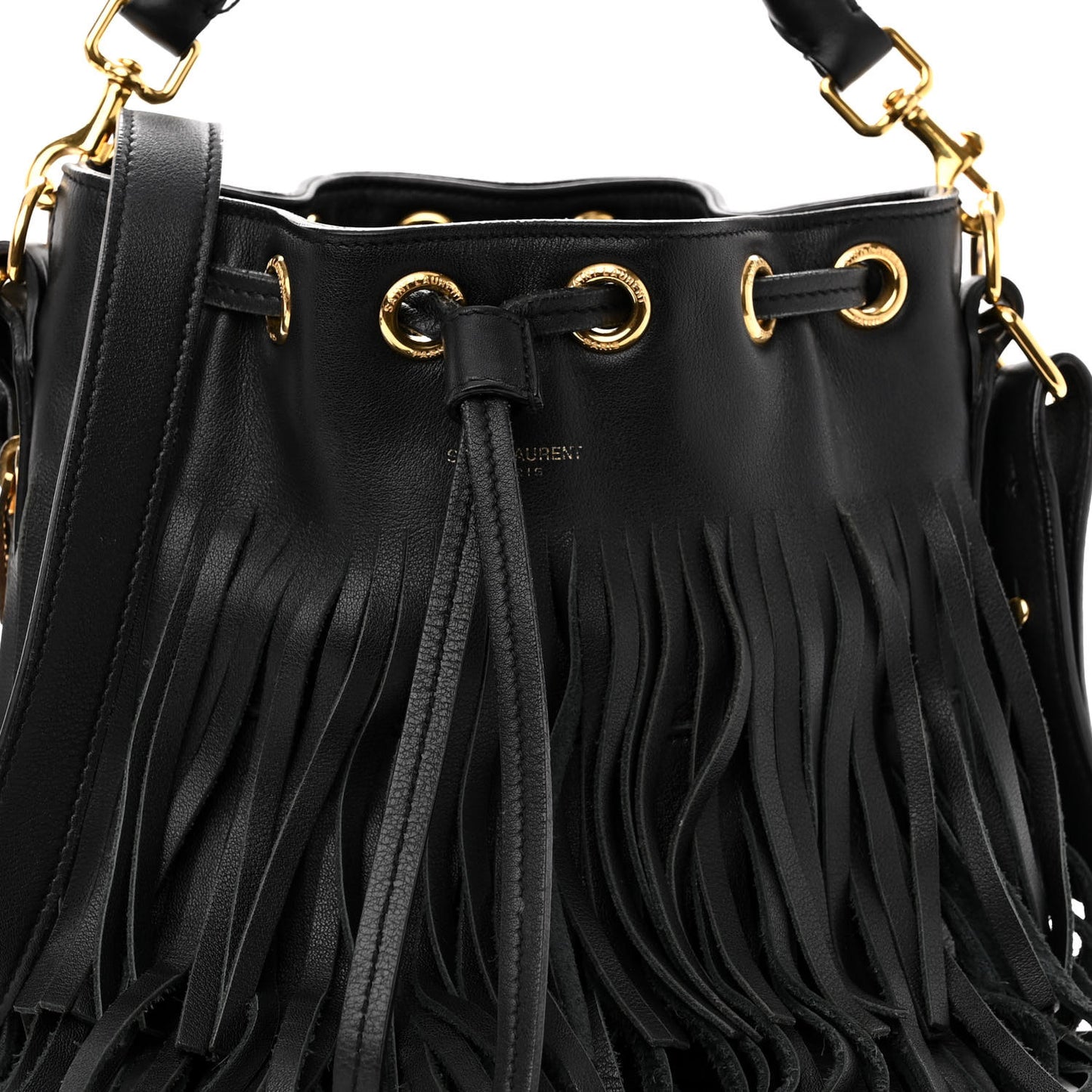 Calfskin Small Emmanuelle Fringe Hobo Bag Black