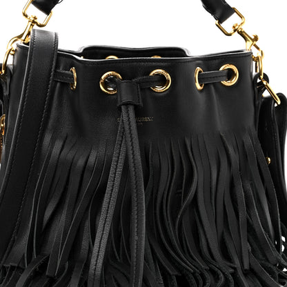 Saint Laurent Calfskin Small Emmanuelle Fringe Hobo Bag Black 7 of 11