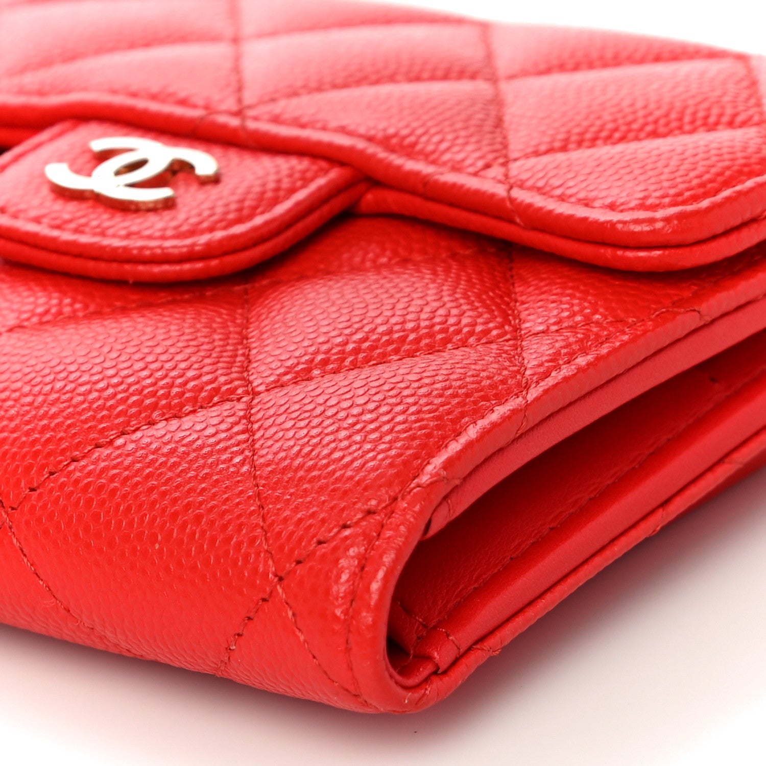 Chanel Caviar Quilted Compact Flap Wallet Red 11 of 12