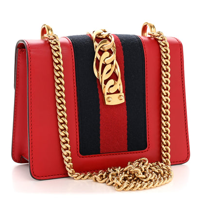 Gucci Calfskin Mini Sylvie Chain Shoulder Bag Hibiscus Red 3 of 14