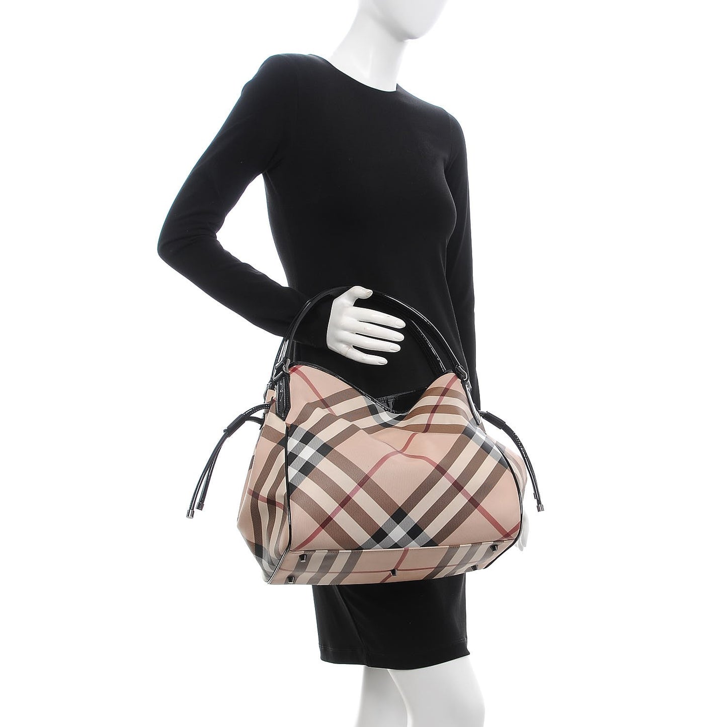 Patent Nova Check Small Bilmore Tote Black