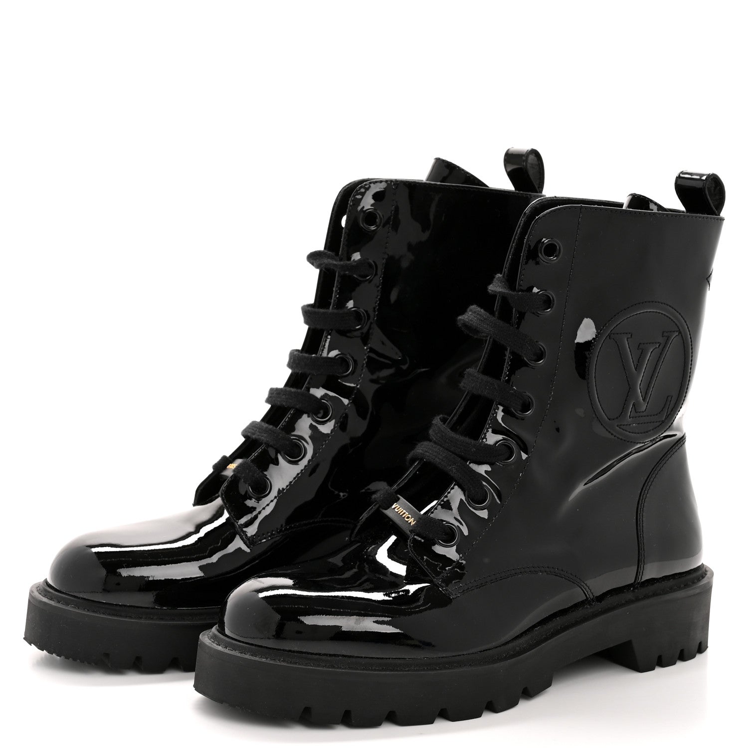 Louis Vuitton Patent Territory Ranger Boots 39 Black 4 of 9