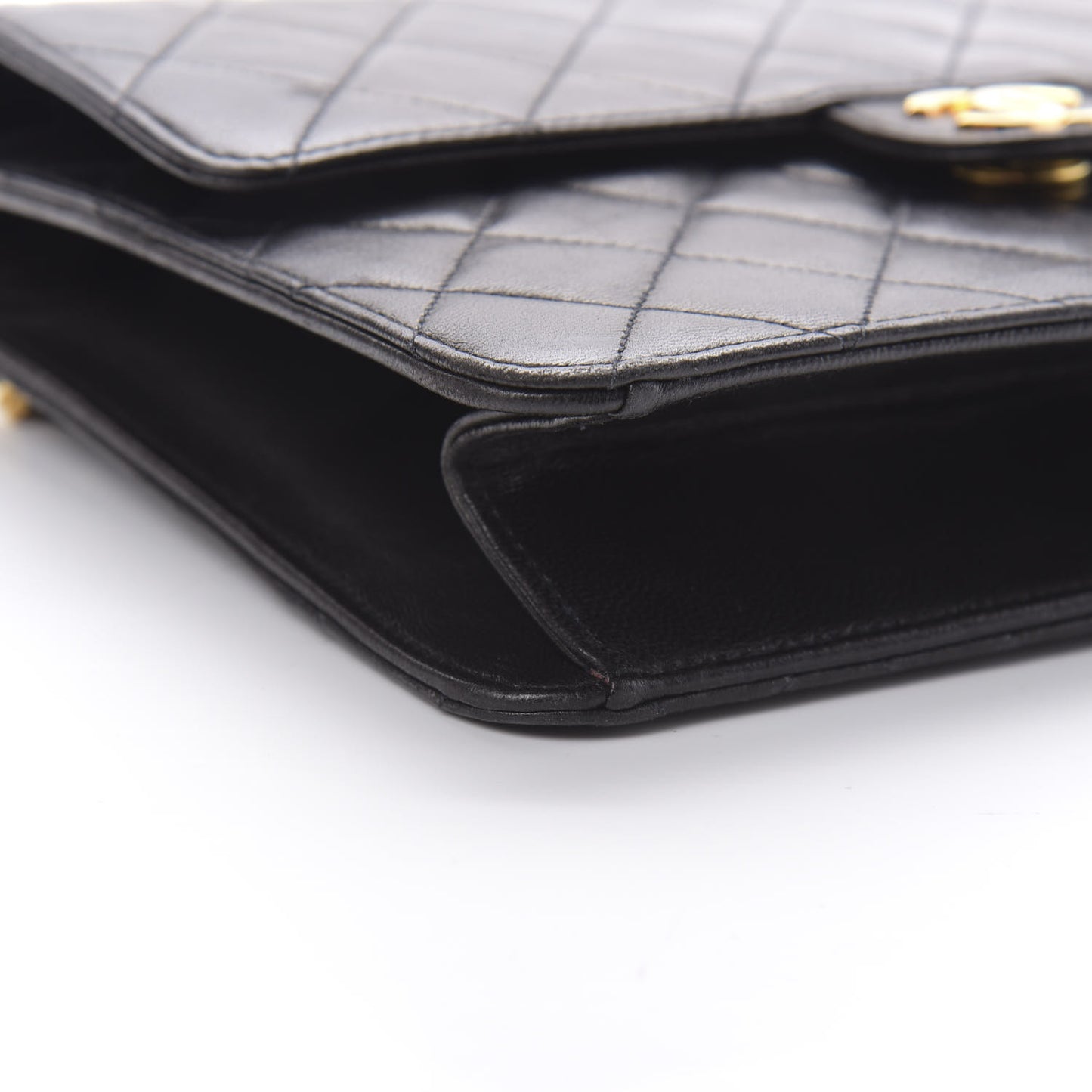 Lambskin Quilted Small Single Flap Black