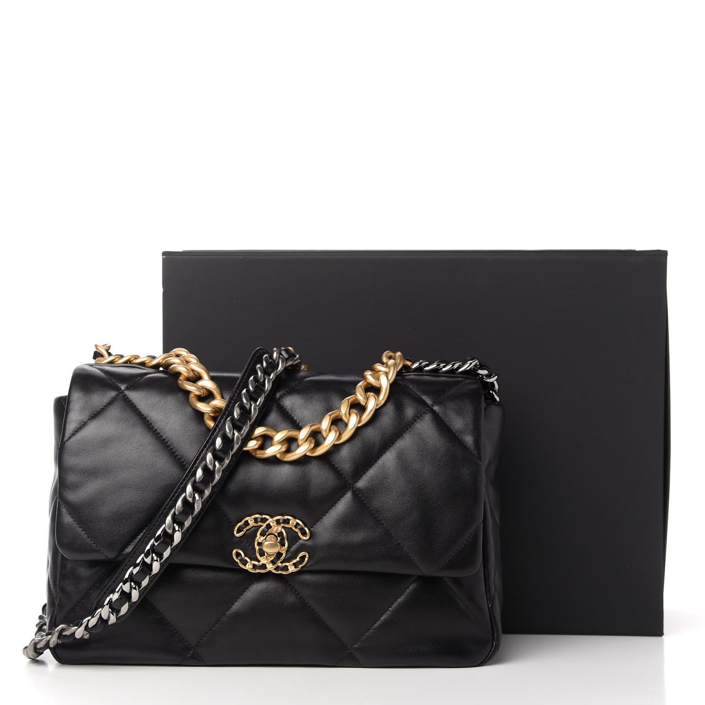 Lambskin Quilted Large Chanel 19 Flap Black