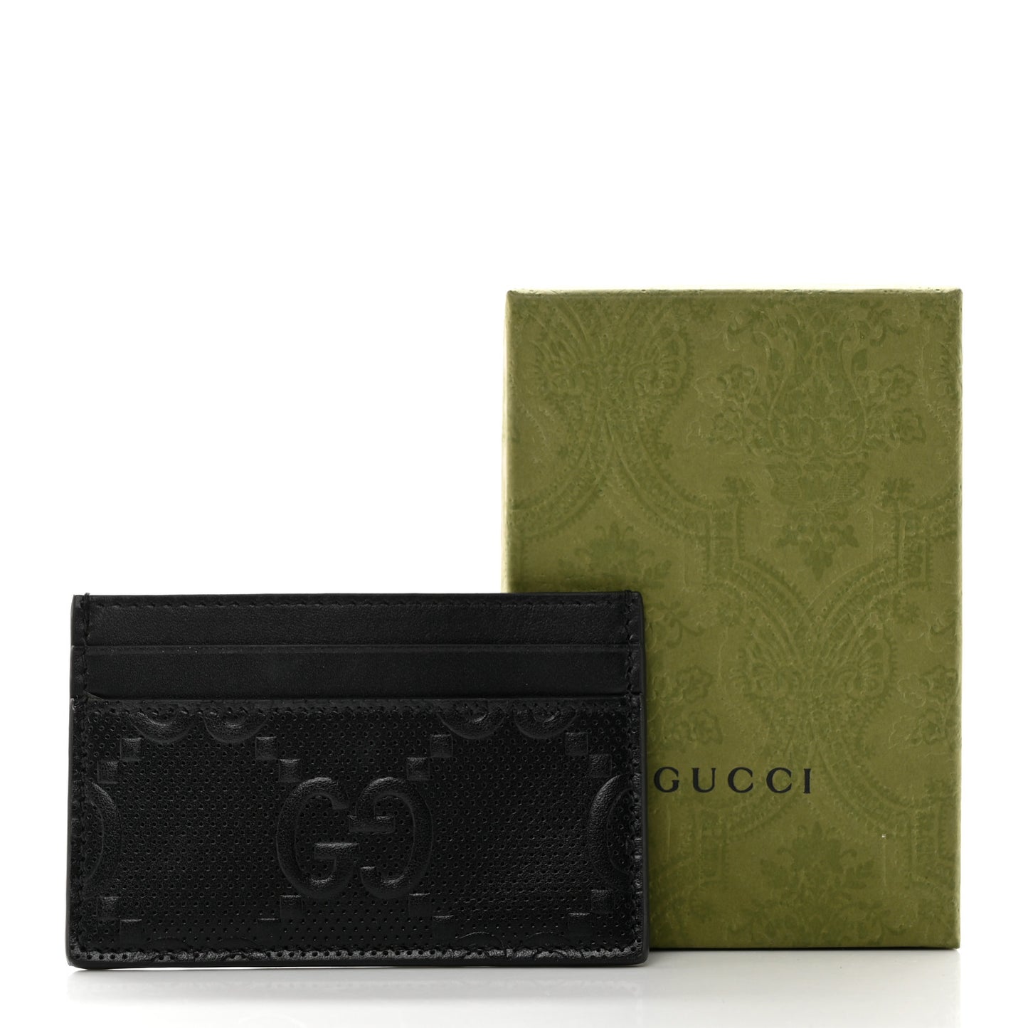 Calfskin GG Tennis Embossed Card Holder Black