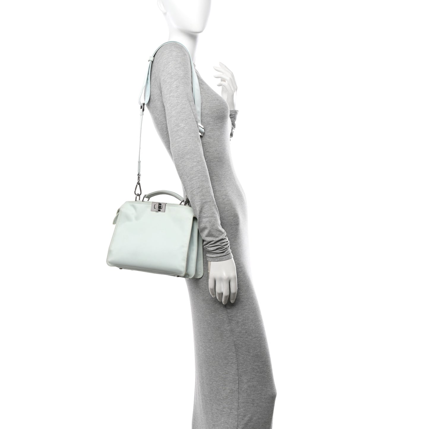 Nylon Vitello Cover Logo Embossed Mini Peekaboo I SEE U Satchel Baleari Black