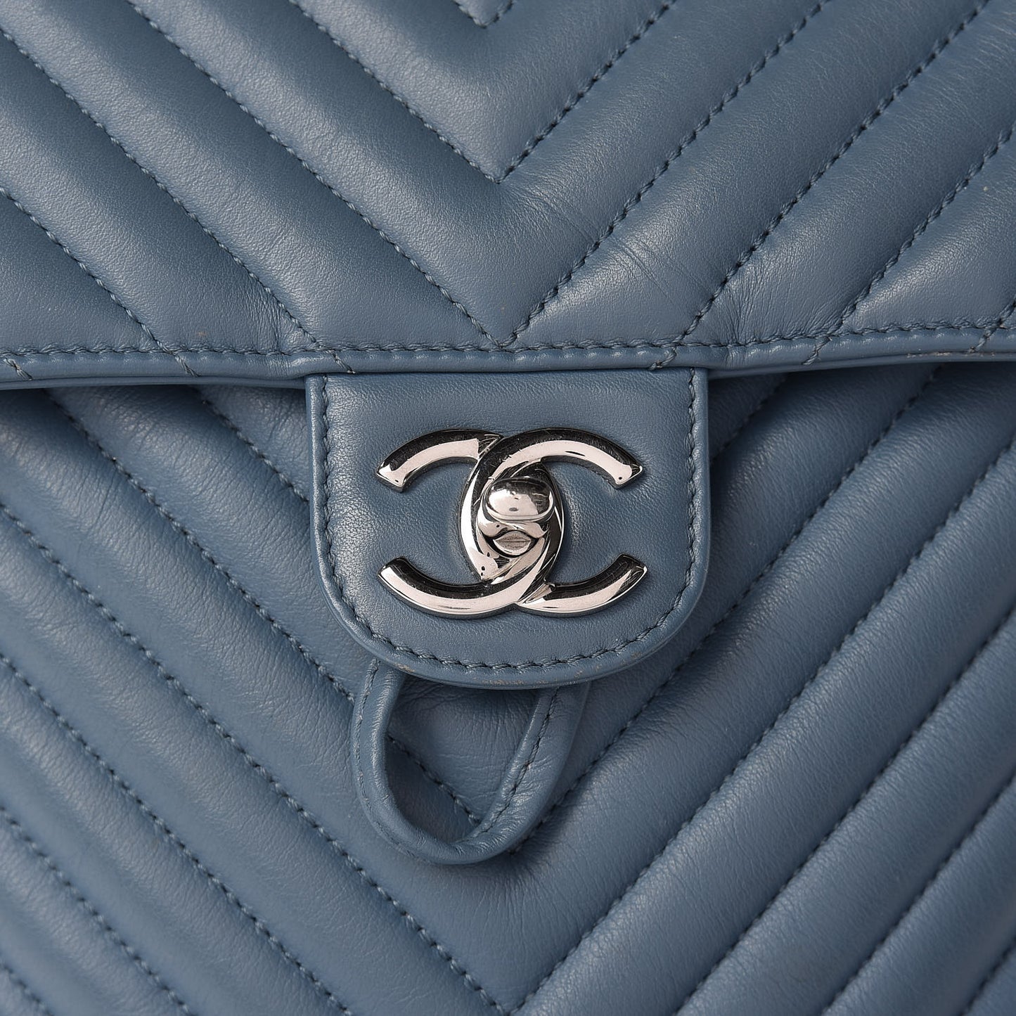 Calfskin Chevron Quilted Small Urban Spirit Backpack Light Blue