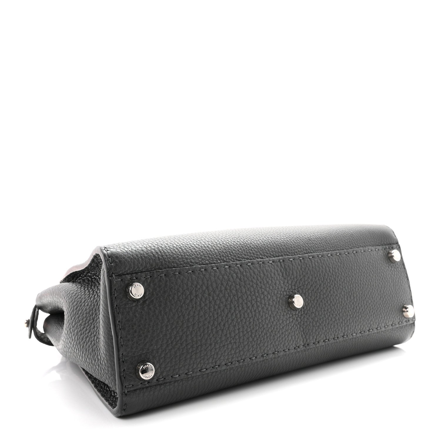 Fendi Cuoio Romano Selleria Bi-Color Medium Peekaboo Iconic Satchel Asfalto Latte 4 of 10