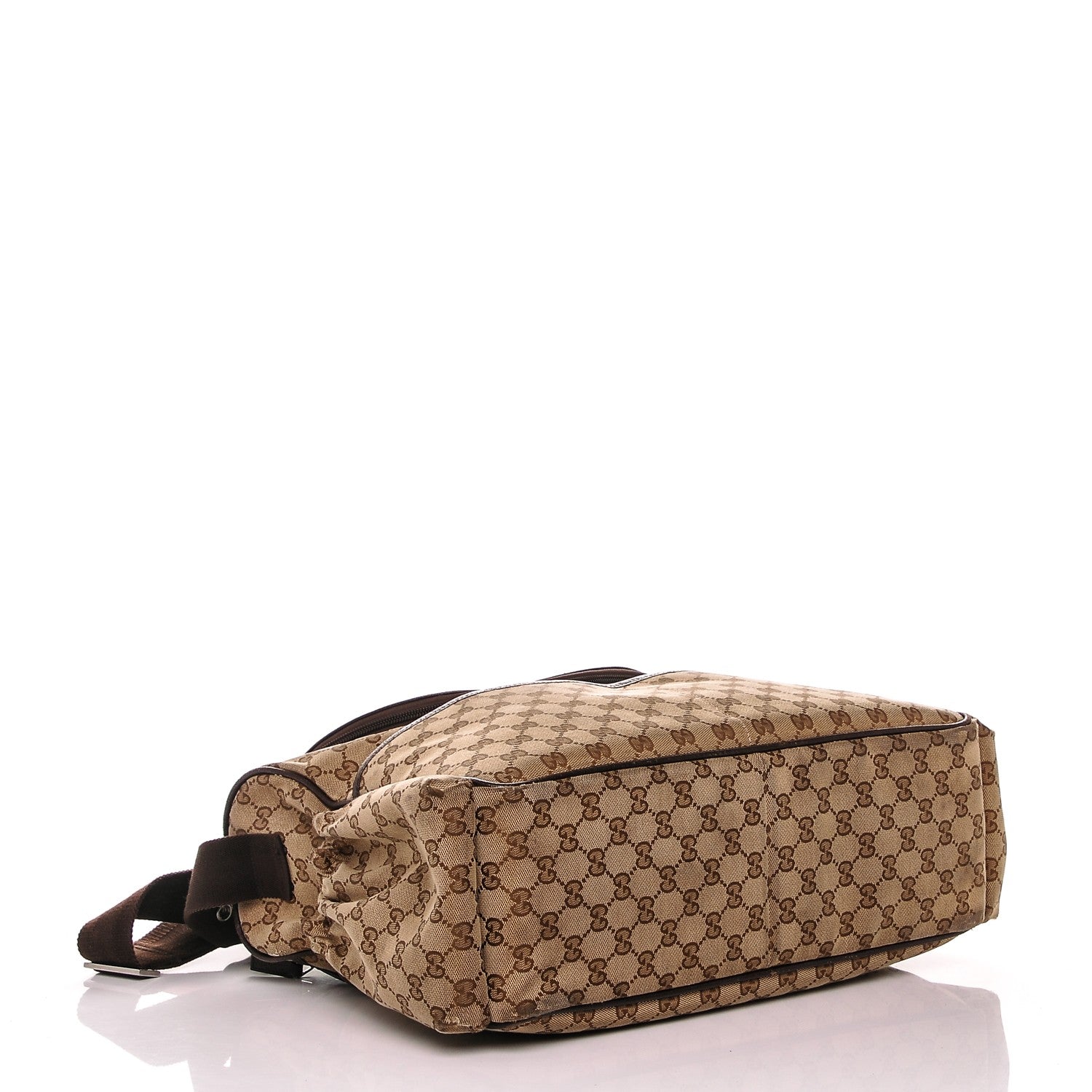 Gucci Monogram Natural Pigskin Large Diaper Bag Beige Ebony Cocoa Dark Chocolate 4 of 11