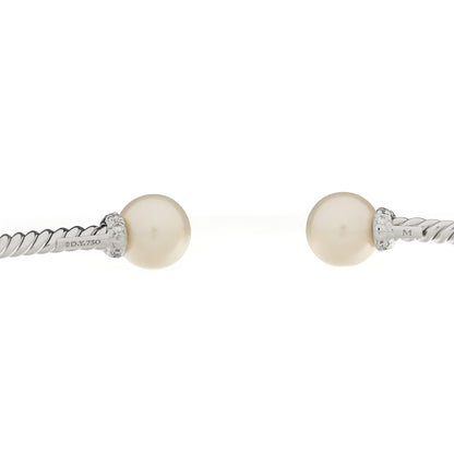 David Yurman 18K White Gold Diamond Cultured Pearl 7mm Solari Bracelet 3 of 3
