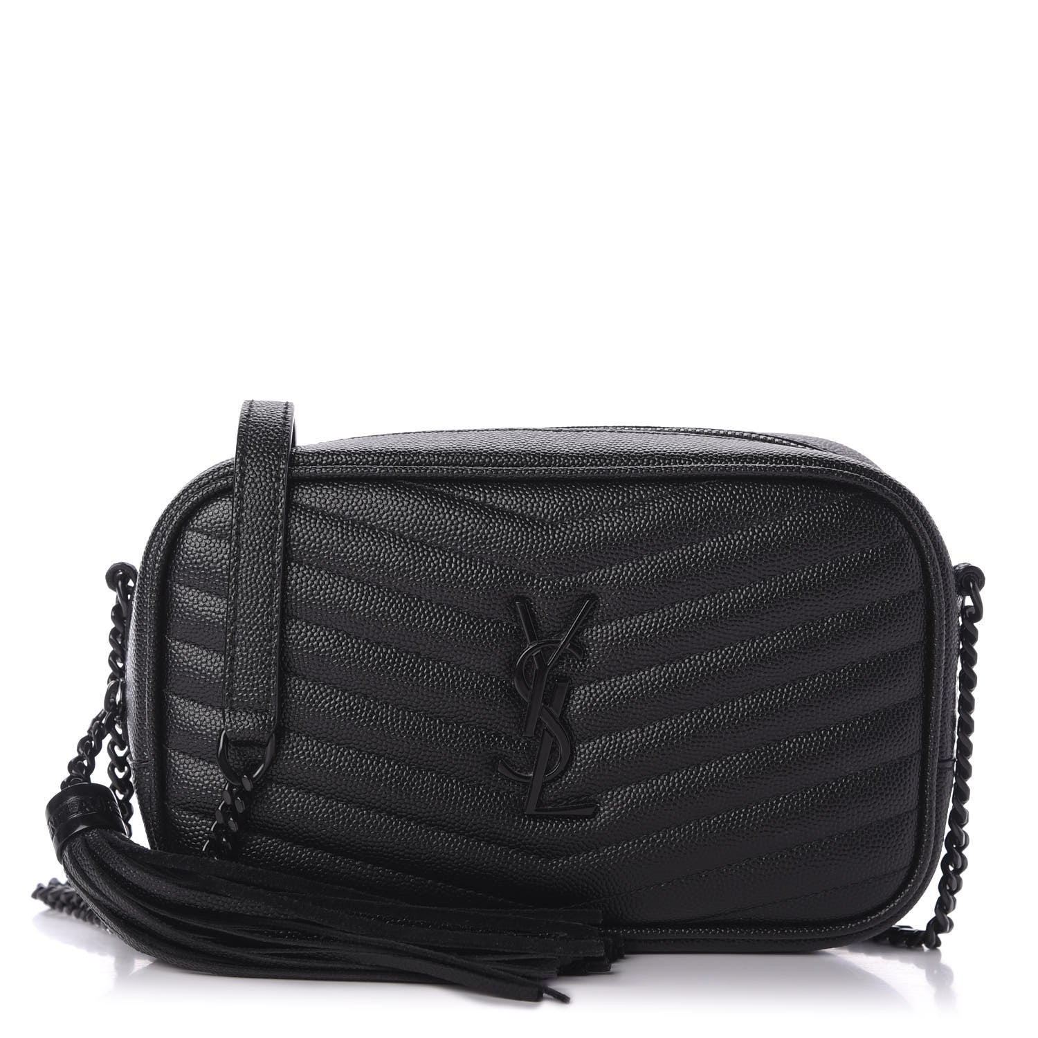 Saint Laurent Grain De Poudre Matelasse Monogram Mini Lou Camera Bag Black 1 of 9