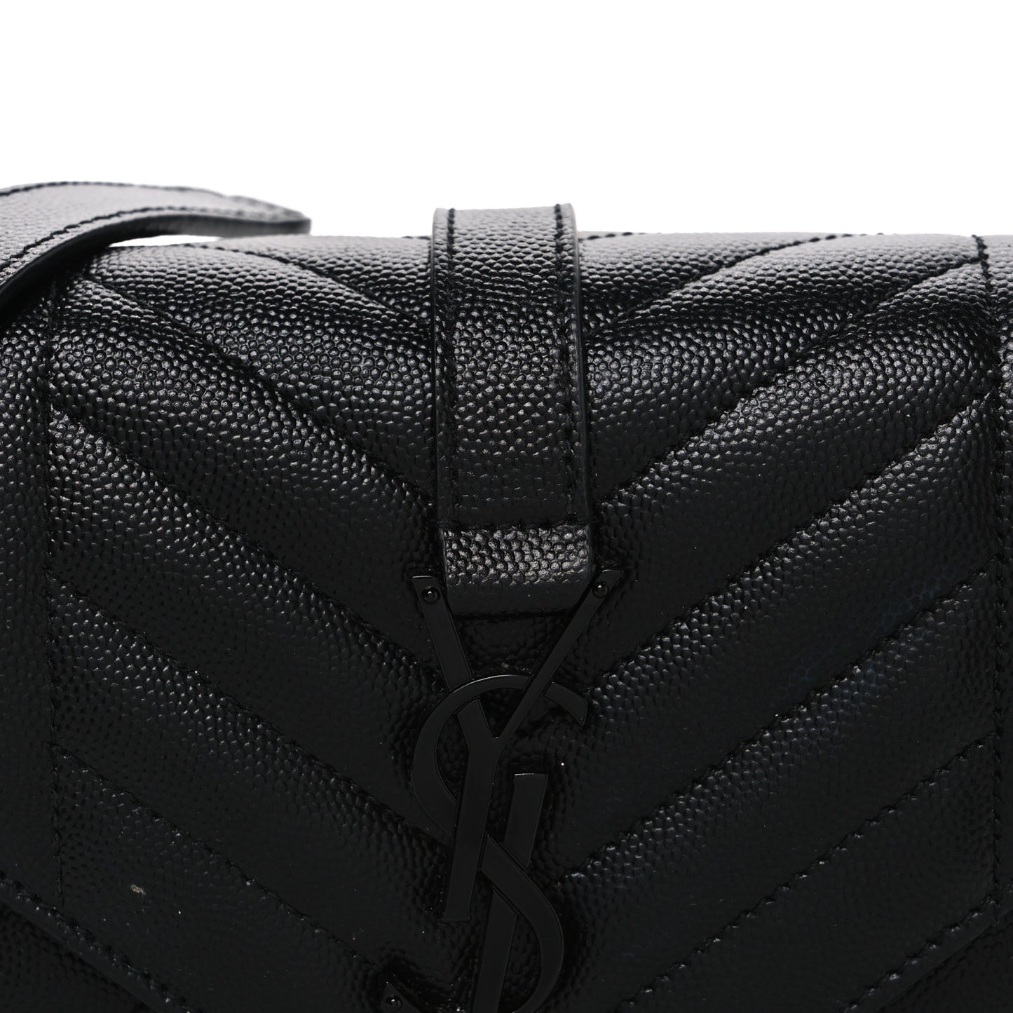 Grain De Poudre Textured Mixed Matelasse Triquilt Small Monogram Monochrome Satchel Black