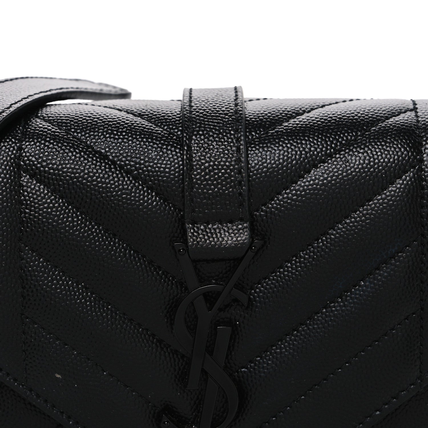 Saint Laurent Grain De Poudre Textured Mixed Matelasse Triquilt Small Monogram Monochrome Satchel Black 7 of 11