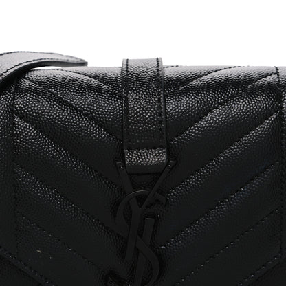 Saint Laurent Grain De Poudre Textured Mixed Matelasse Triquilt Small Monogram Monochrome Satchel Black 7 of 11