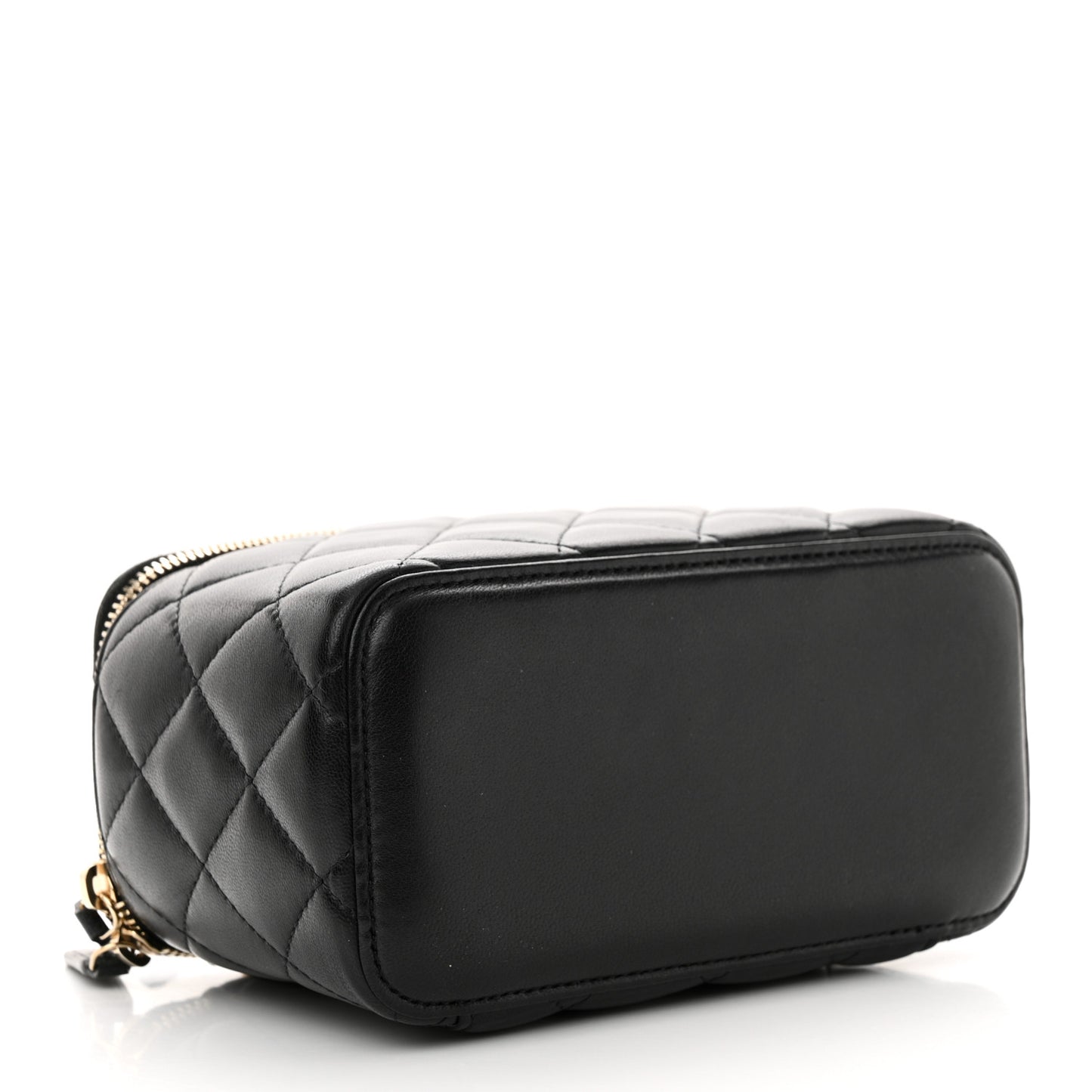 Caviar Quilted Small Vanity Case With Chain Black