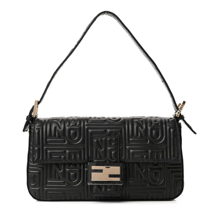 Fendi Nappa Logo Embossed Baguette Black 1 of 8