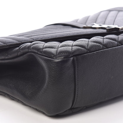Saint Laurent Calfskin Mixed Matelasse Triquilt Large Monogram Satchel Black 9 of 10