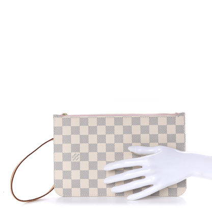 Louis Vuitton Damier Azur Neverfull MM GM Pochette Rose Ballerine 2 of 10