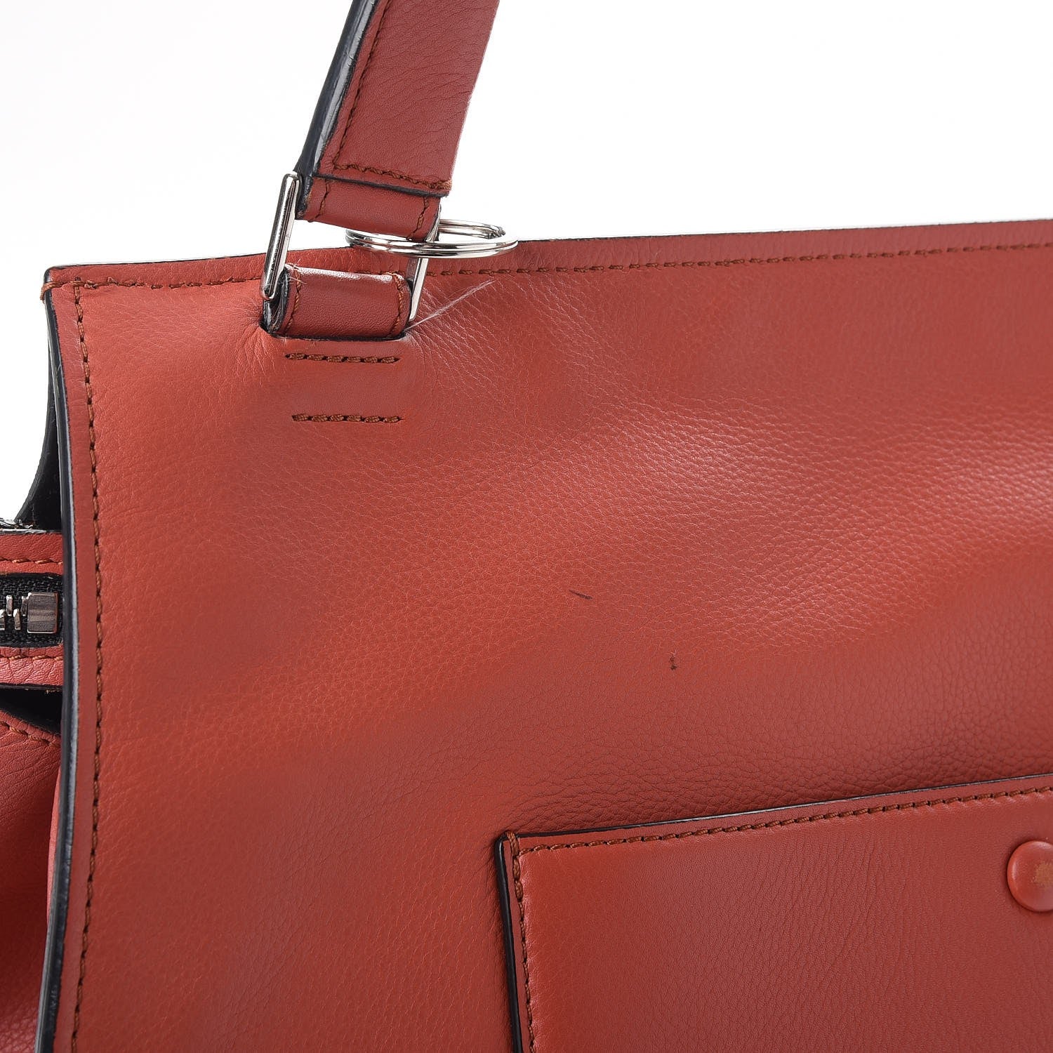 Celine Grained Calfskin Large Edge Shoulder Bag Orange 12 of 15