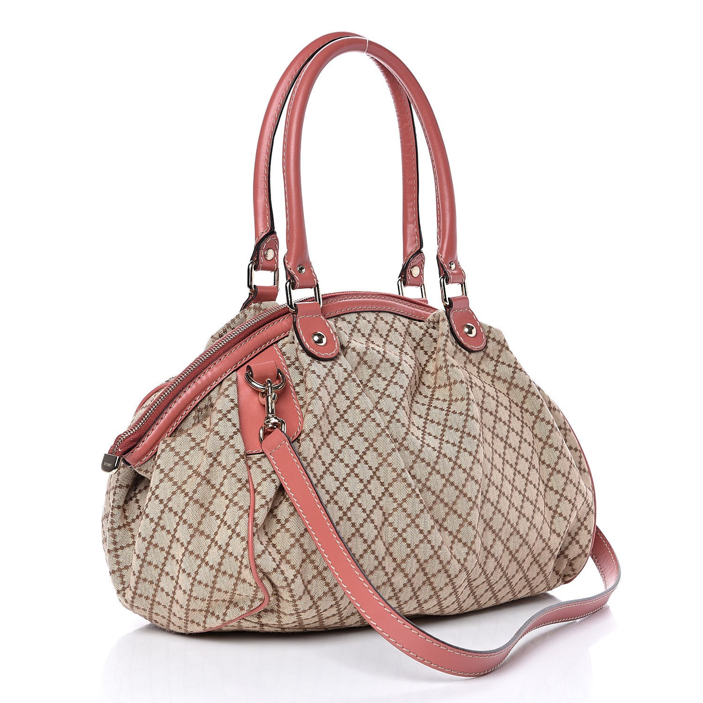 Diamante Medium Sukey Boston Interlocking G Charm Bag Pink