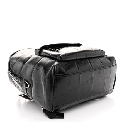 Givenchy Calfskin Crocodile Embossed Double U Backpack Black 4 of 10