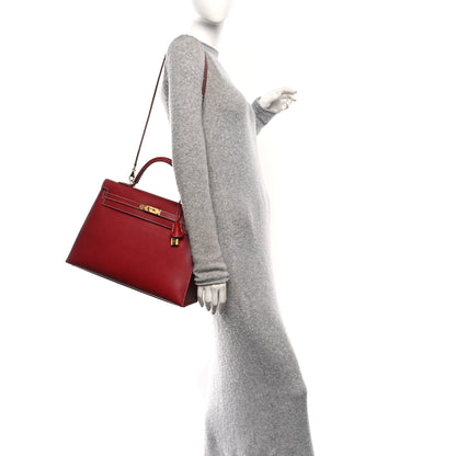 Hermes Veau Grain Lisse Kelly Sellier 35 Rouge Vif 2 of 10