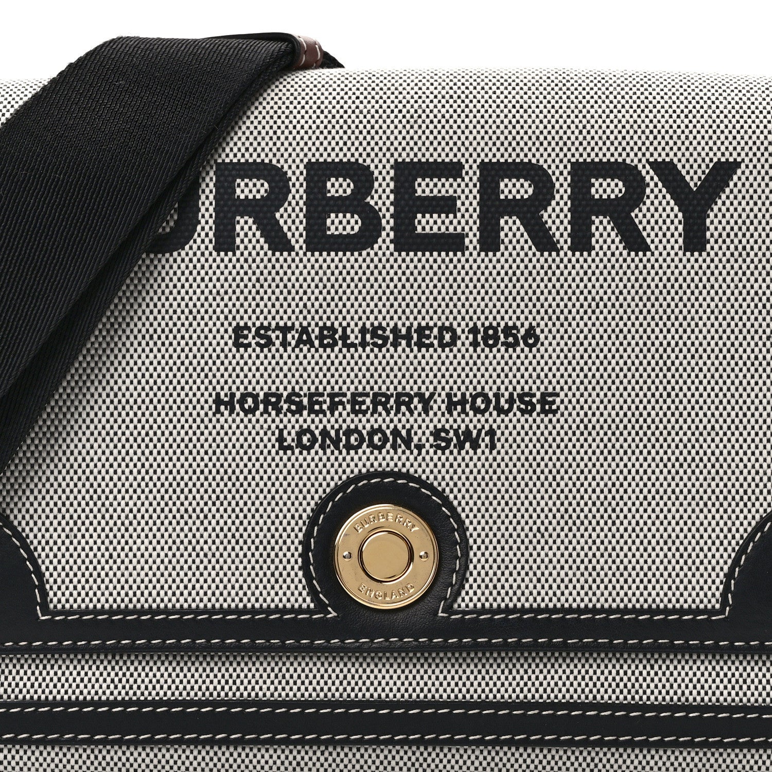 Burberry Canvas Horseferry Print Note Crossbody Bag Grey Black 7 of 14