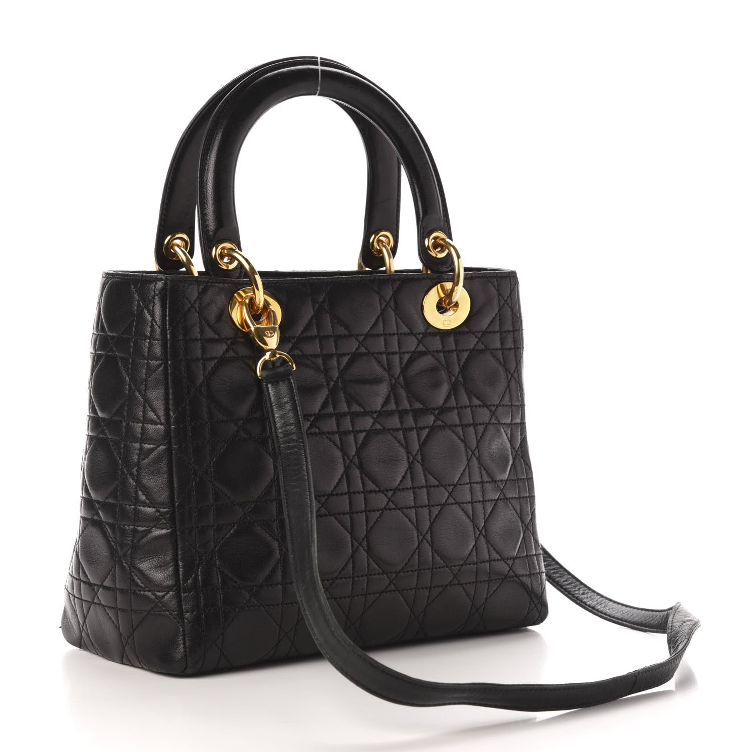 Christian Dior Lambskin Cannage Medium Lady Dior Black 3 of 10