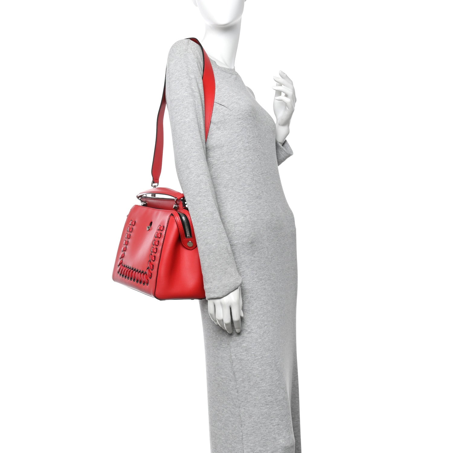 Fendi Vitello Baltico Dolce Shiny Nappa DotCom Satchel Caipiroska Bubblegum 2 of 15