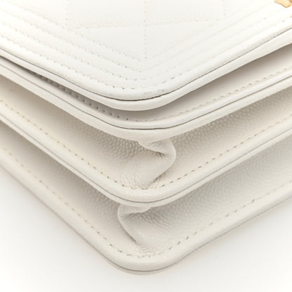 Chanel Caviar Quilted Mini Boy Wallet On Chain WOC White 9 of 10
