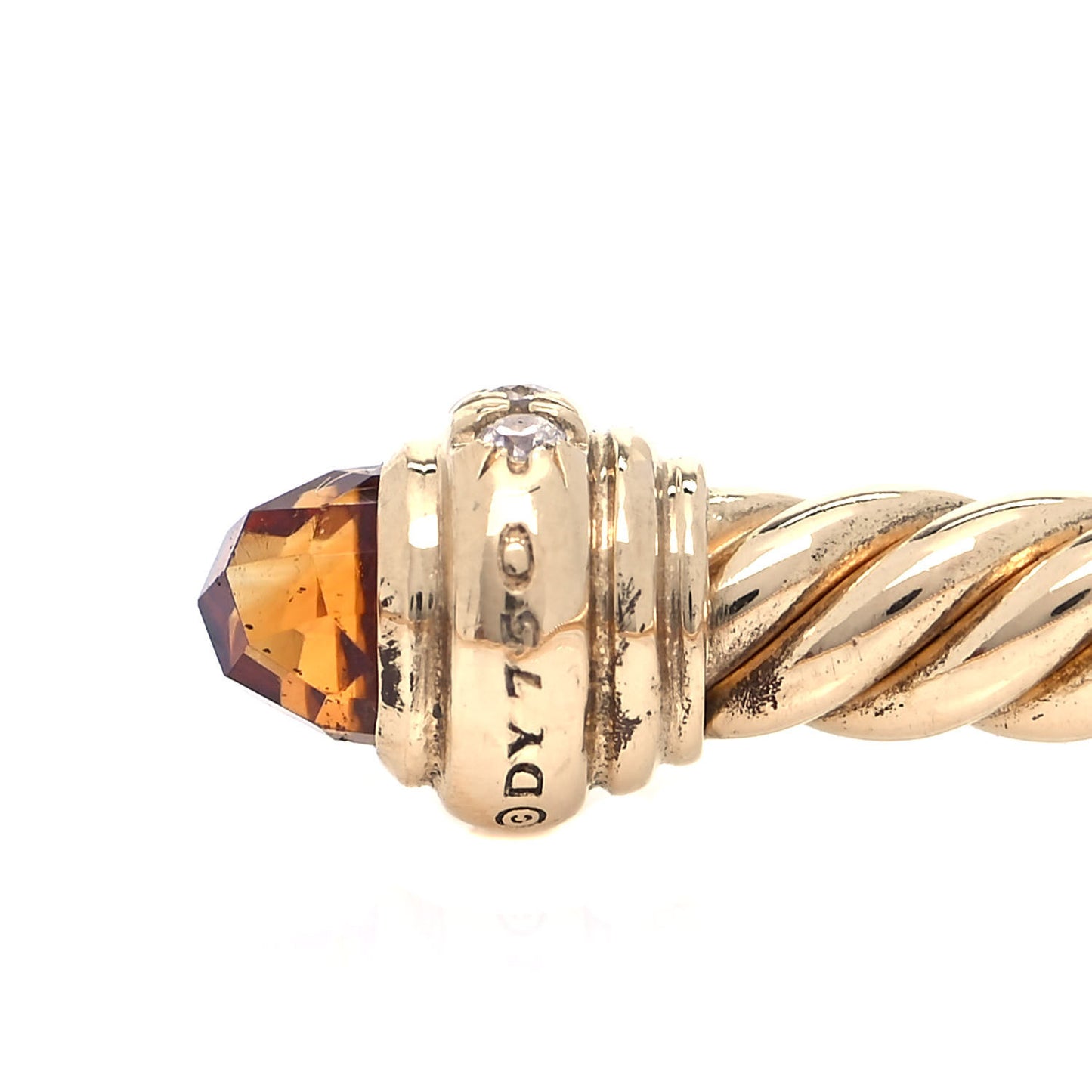 18K Yellow Gold Diamond Citrine 3mm Cablespira Bracelet