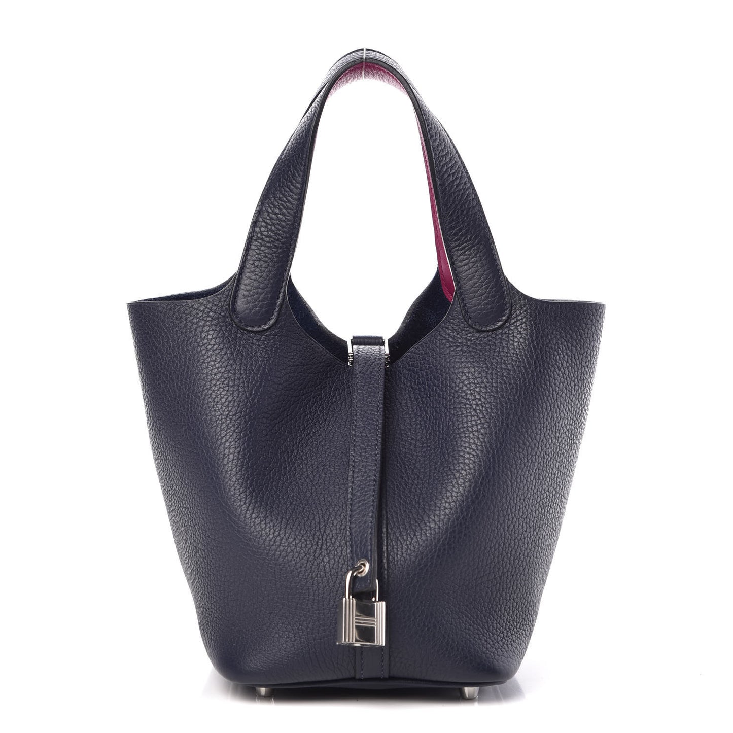 Taurillon Clemence Picotin Lock 18 PM Bleu Nuit Rose Pourpre