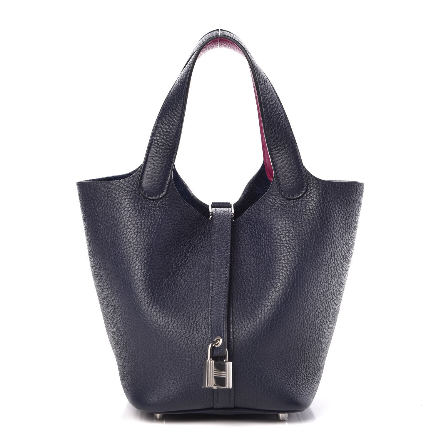 Hermes Taurillon Clemence Picotin Lock 18 PM Bleu Nuit Rose Pourpre 1 of 6