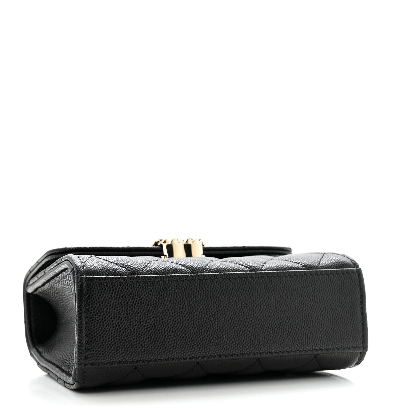 Caviar Quilted Double Chain Top Handle Flap With Chain Black