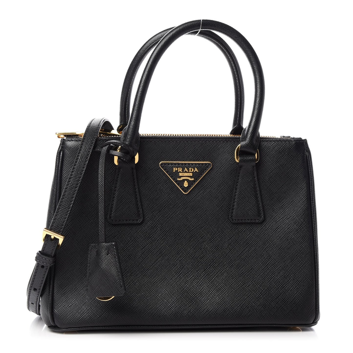 Saffiano Small Galleria Double Zip Tote Black