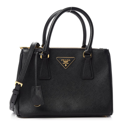 Prada Saffiano Small Galleria Double Zip Tote Black 1 of 9