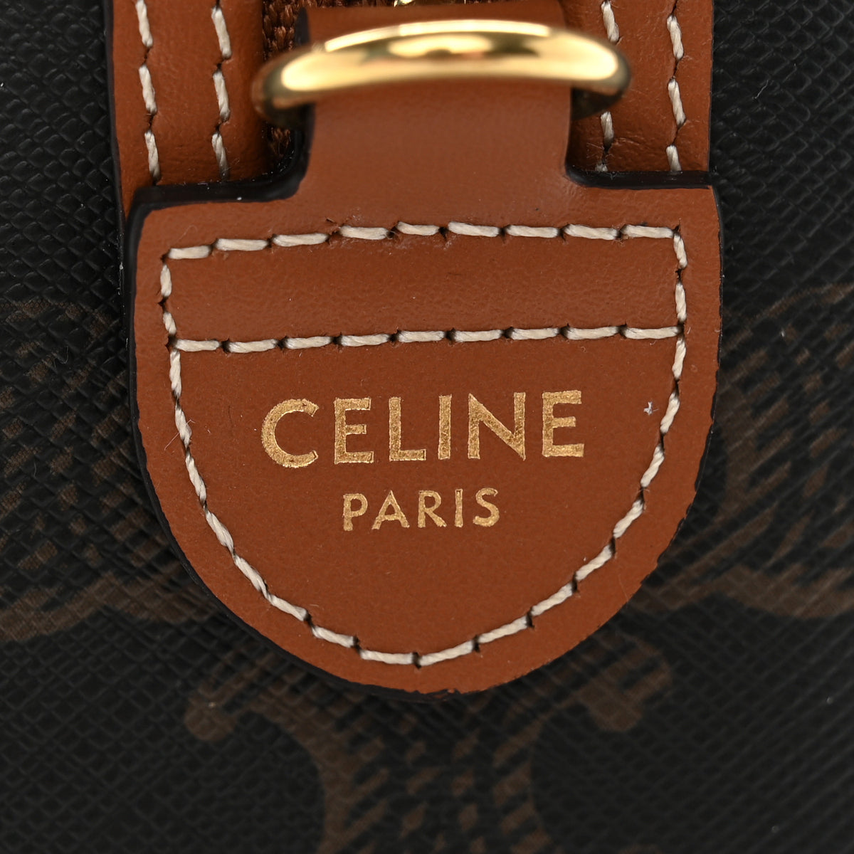 Triomphe Canvas Calfskin Small Boston Bag Tan