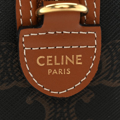 Celine Triomphe Canvas Calfskin Small Boston Bag Tan 7 of 10