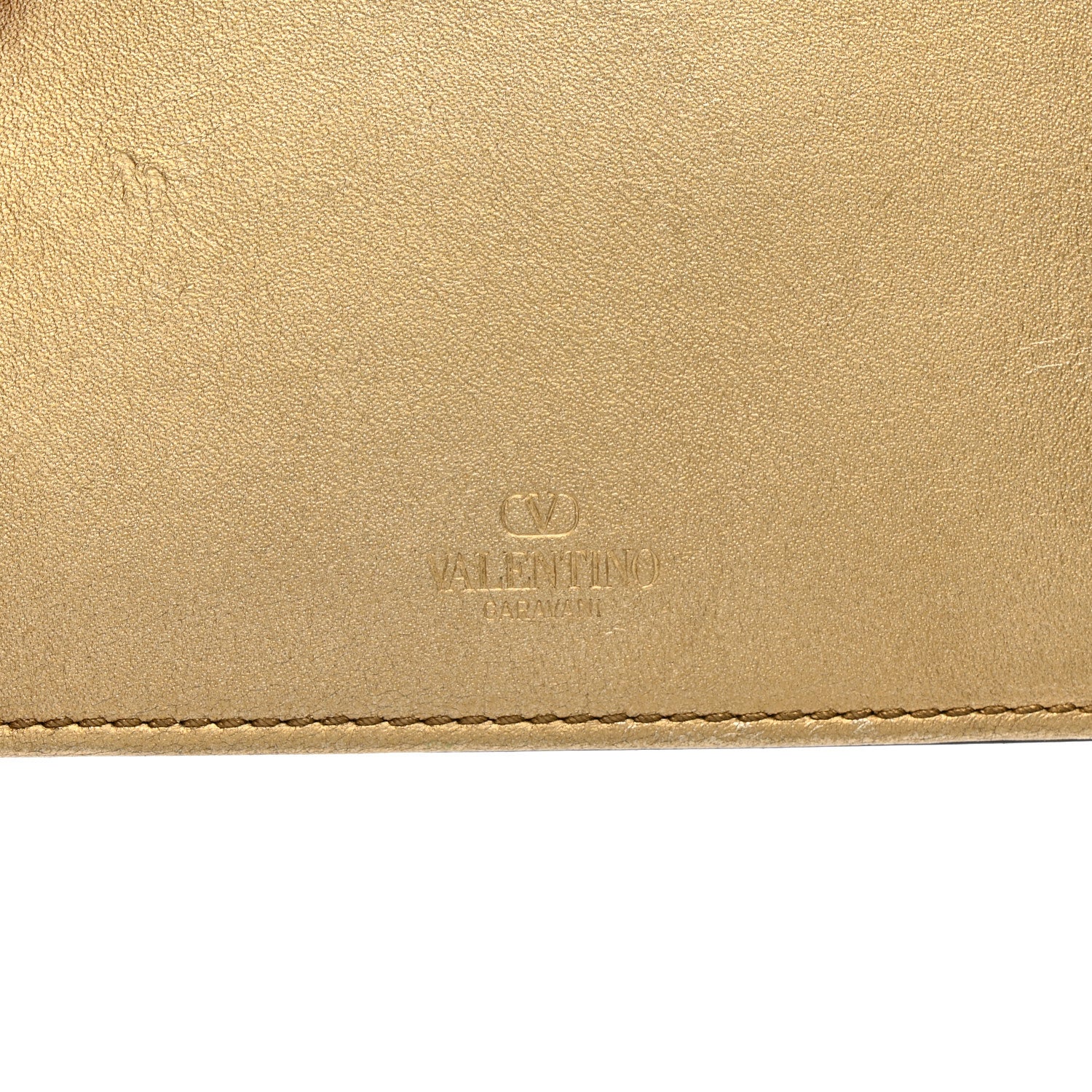 Valentino Garavani Laminated Calfskin Crystal Vlogo Small Loco Shoulder Bag Gold 6 of 13